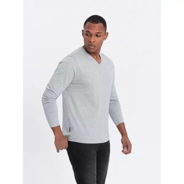  Moška T -majica z dolgim ​​rokavom OMBRE OM-LSBL-0108 SIVA MELANGE 