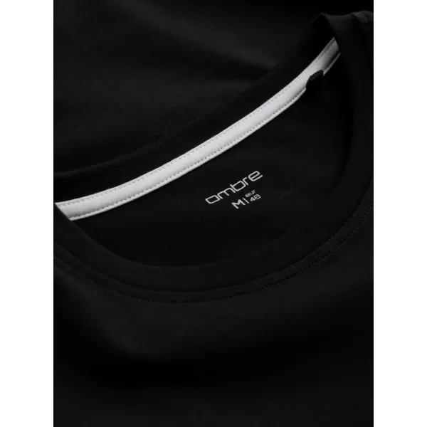  Moška T -majica z dolgim ​​rokavom OMBRE OM-LSCL-0102 ČRN 