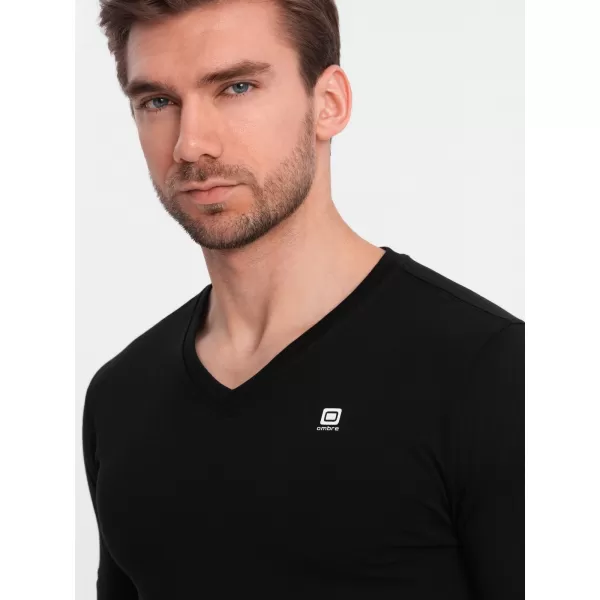  Moška T -majica z dolgim ​​rokavom OMBRE OM-LSCL-0110 ČRN 