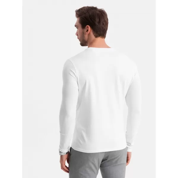  Moška T -majica z dolgim ​​rokavom OMBRE OM-LSCL-0102 BELA 