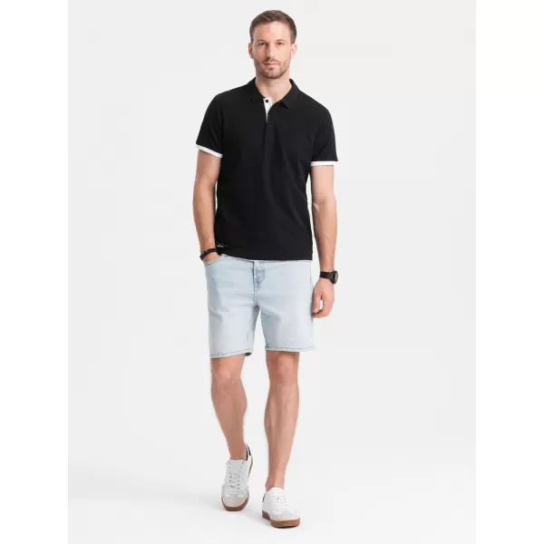  Moška T -majica z ovratnikom OMBRE OM-POSS-0113 ČRN 