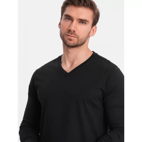  Moška T -majica z dolgimi rokavi OMBRE OM-LSBL-0108 ČRN 