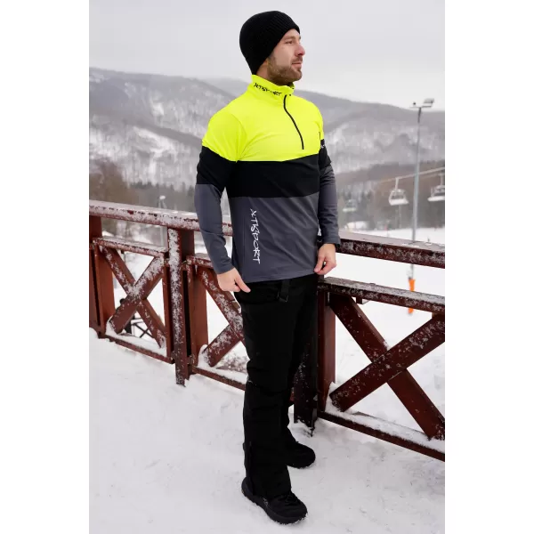  Pánská funkční termo mikina premium ALTISPORT VOJ/ALM051TER03 NEON YELLOW/ŠEDÁ 