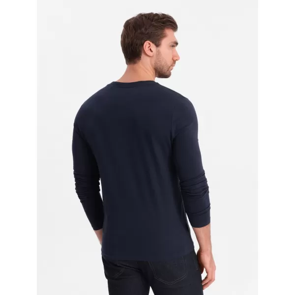 Moška T -majica z dolgim ​​rokavom OMBRE OM-LSCL-0110 MORNARSKO MODRO 