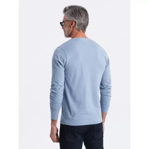  Moška T -majica z dolgim ​​rokavom OMBRE OM-LSBL-0108 MODRI ​​DENIM 