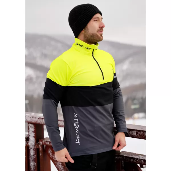  Pánská funkční termo mikina premium ALTISPORT VOJ/ALM051TER03 NEON YELLOW/ŠEDÁ 