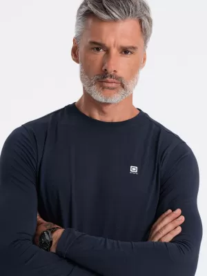 Moška T -majica z dolgim ​​rokavom OMBRE OM-LSCL-0102 MORNARSKO MODRO