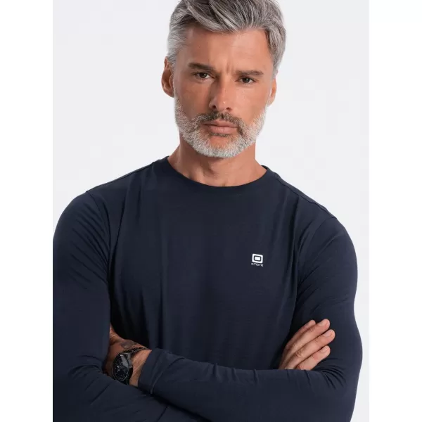  Moška T -majica z dolgim ​​rokavom OMBRE OM-LSCL-0102 MORNARSKO MODRO 