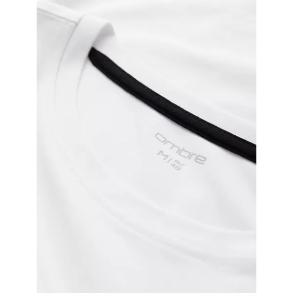  Moška T -majica z dolgim ​​rokavom OMBRE OM-LSCL-0102 BELA 