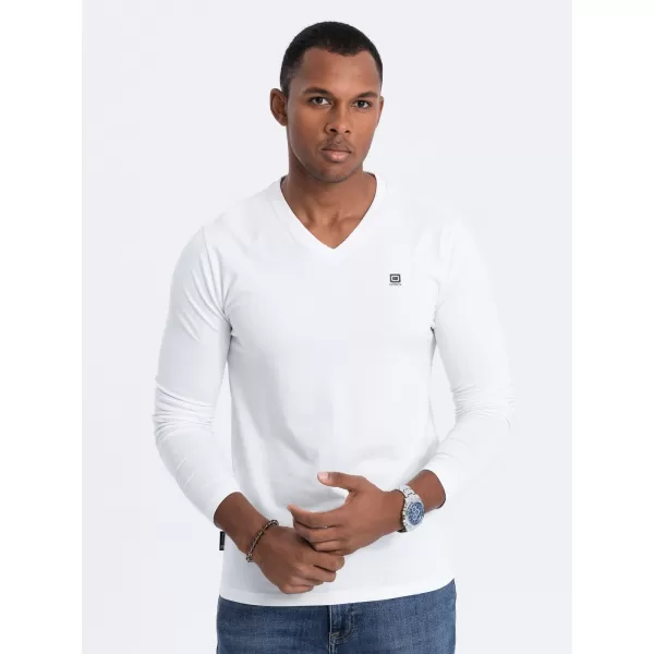  Moška T -majica z dolgim ​​rokavom OMBRE OM-LSCL-0110 BELA 