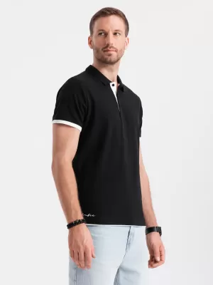 Moška T -majica z ovratnikom OMBRE OM-POSS-0113 ČRN