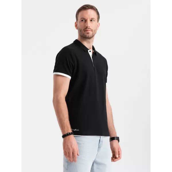  Moška T -majica z ovratnikom OMBRE OM-POSS-0113 ČRN 