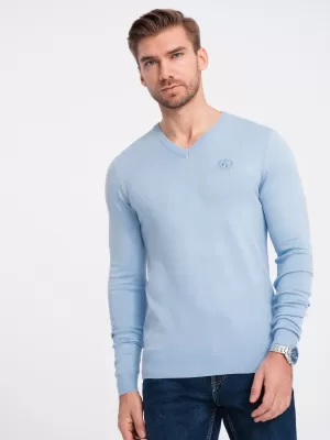 Moški pulover OMBRE OM-SWBS-0107 SVETLO MODRA
