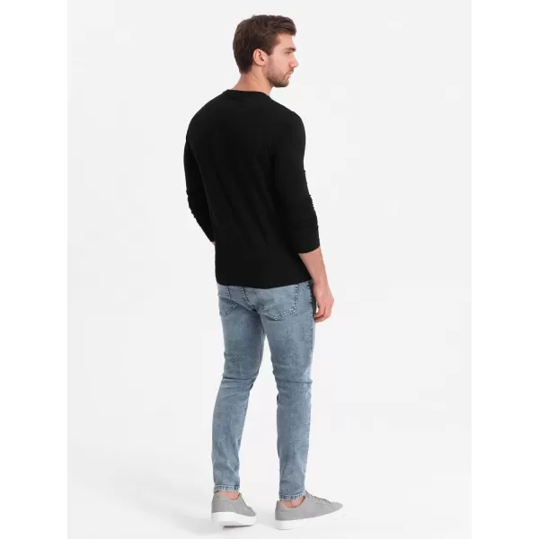  Moška T -majica z dolgim ​​rokavom OMBRE OM-LSCL-0102 ČRN 