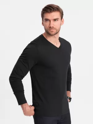 Moška T -majica z dolgimi rokavi OMBRE OM-LSBL-0108 ČRN
