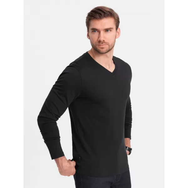  Moška T -majica z dolgimi rokavi OMBRE OM-LSBL-0108 ČRN 