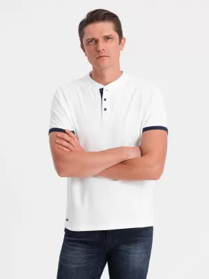 Moška T -majica z ovratnikom OMBRE OM-TSCT-0156 BELA