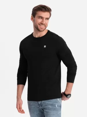 Moška T -majica z dolgim ​​rokavom OMBRE OM-LSCL-0102 ČRN