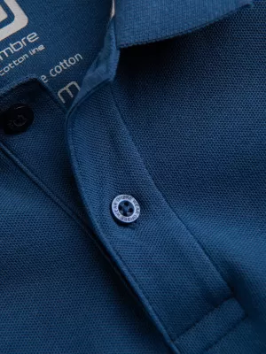 Moška T -majica z ovratnikom OMBRE S1374 TEMNO MODRA