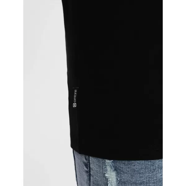  Moška T -majica z dolgim ​​rokavom OMBRE OM-LSCL-0102 ČRN 