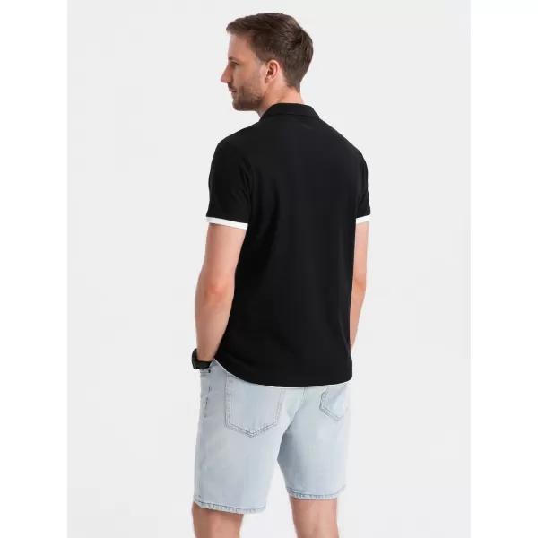  Moška T -majica z ovratnikom OMBRE OM-POSS-0113 ČRN 