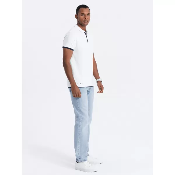  Moška T -majica z ovratnikom OMBRE OM-POSS-0113 BELA 