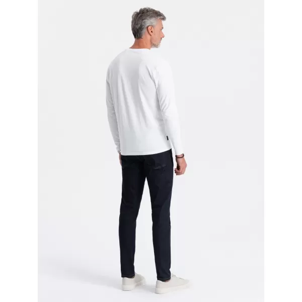  Moška T -majica z dolgim ​​rokavom OMBRE OM-LSBL-0106 BELA 