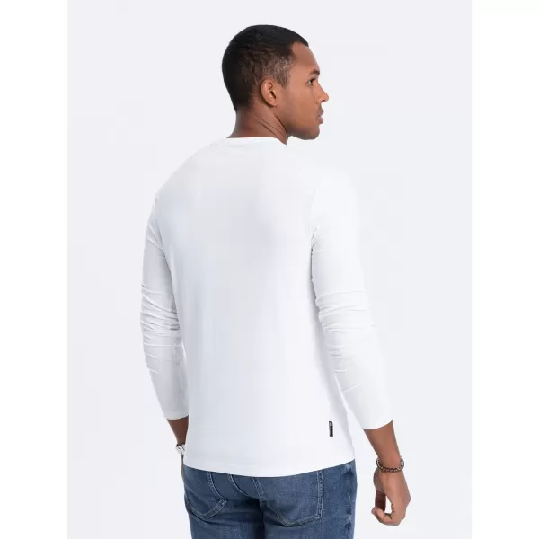  Moška T -majica z dolgim ​​rokavom OMBRE OM-LSCL-0110 BELA 