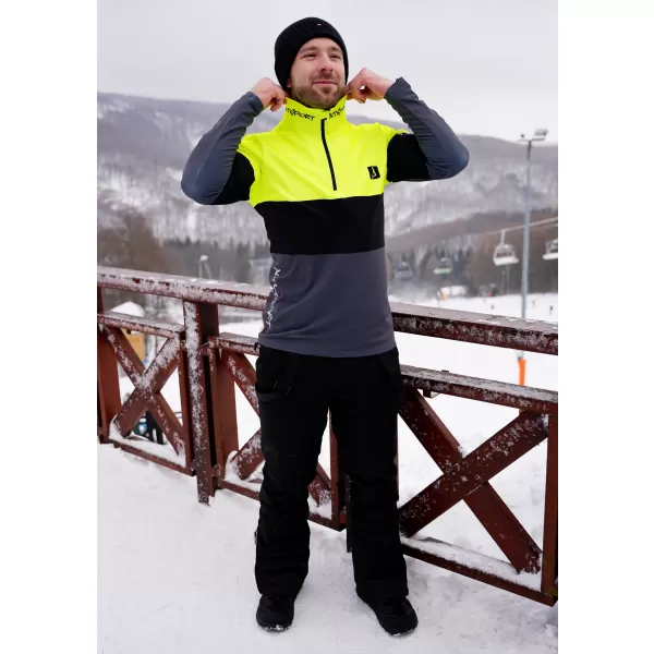  Pánská funkční termo mikina premium ALTISPORT VOJ/ALM051TER03 NEON YELLOW/ŠEDÁ 