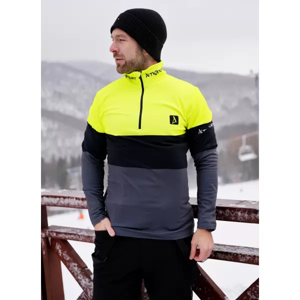  Pánská funkční termo mikina premium ALTISPORT VOJ/ALM051TER03 NEON YELLOW/ŠEDÁ 