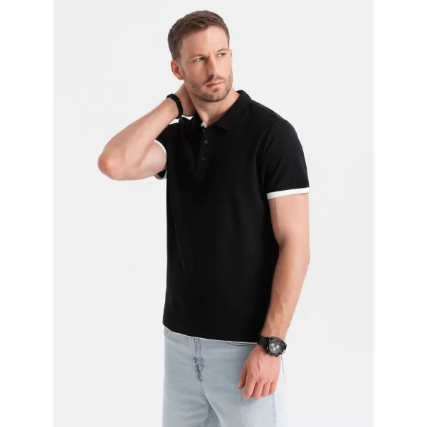  Moška T -majica z ovratnikom OMBRE OM-POSS-0113 ČRN 