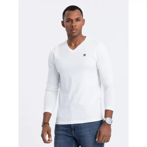  Moška T -majica z dolgim ​​rokavom OMBRE OM-LSCL-0110 BELA 