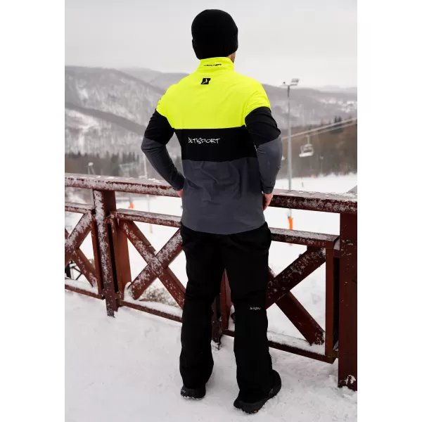  Pánská funkční termo mikina premium ALTISPORT VOJ/ALM051TER03 NEON YELLOW/ŠEDÁ 