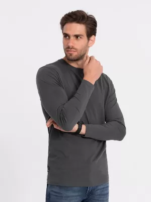 Moška T -majica z dolgim ​​rokavom OMBRE OM-LSBL-0106 GRAFIT