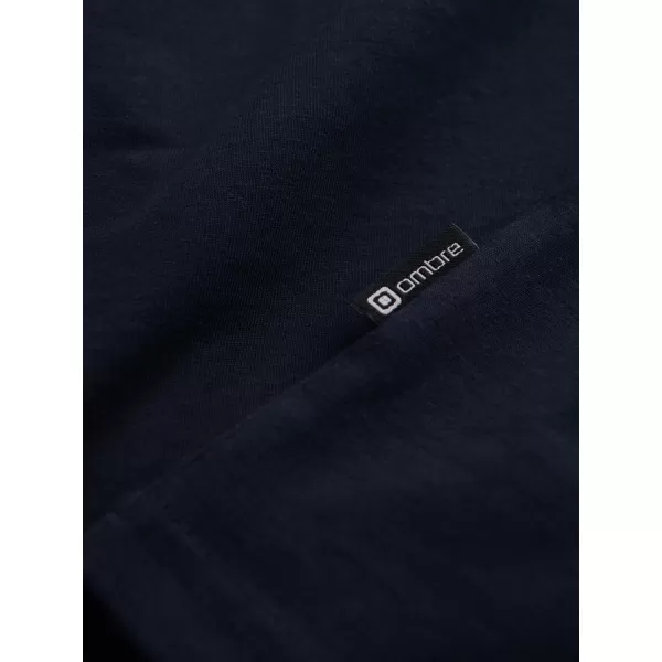  Moška T -majica z dolgim ​​rokavom OMBRE OM-LSCL-0110 MORNARSKO MODRO 