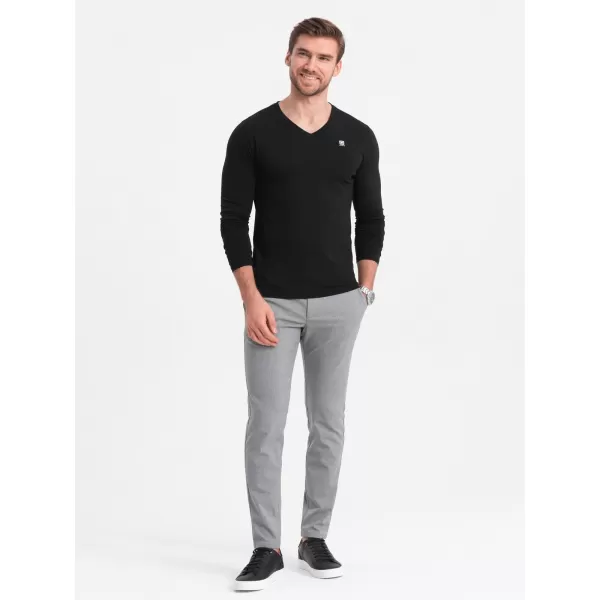  Moška T -majica z dolgim ​​rokavom OMBRE OM-LSCL-0110 ČRN 