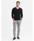 Moška T -majica z dolgim ​​rokavom OMBRE OM-LSCL-0110 ČRN