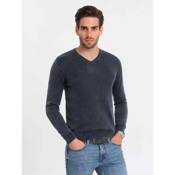  Moški pulover OMBRE OM-SWOS-0108 MORNARSKO MODRO 