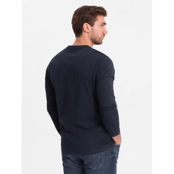  Moška T -majica z dolgim ​​rokavom OMBRE OM-LSBL-0108 MORNARSKO MODRO 