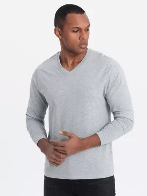 Moška T -majica z dolgim ​​rokavom OMBRE OM-LSBL-0108 SIVA MELANGE