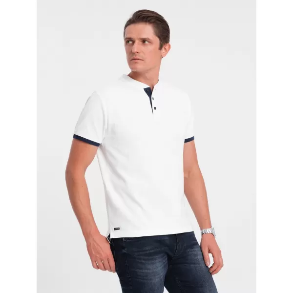  Moška T -majica z ovratnikom OMBRE OM-TSCT-0156 BELA 