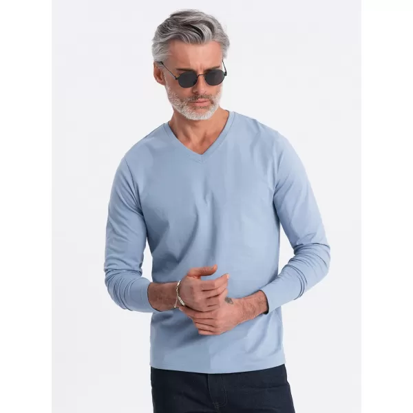  Moška T -majica z dolgim ​​rokavom OMBRE OM-LSBL-0108 MODRI ​​DENIM 