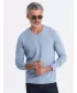 Moška T -majica z dolgim ​​rokavom OMBRE OM-LSBL-0108 MODRI ​​DENIM