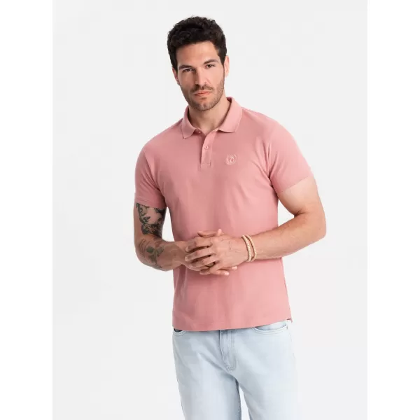  Moška T -majica z ovratnikom OMBRE OM-POBS-0100 TEMNO ROZA 