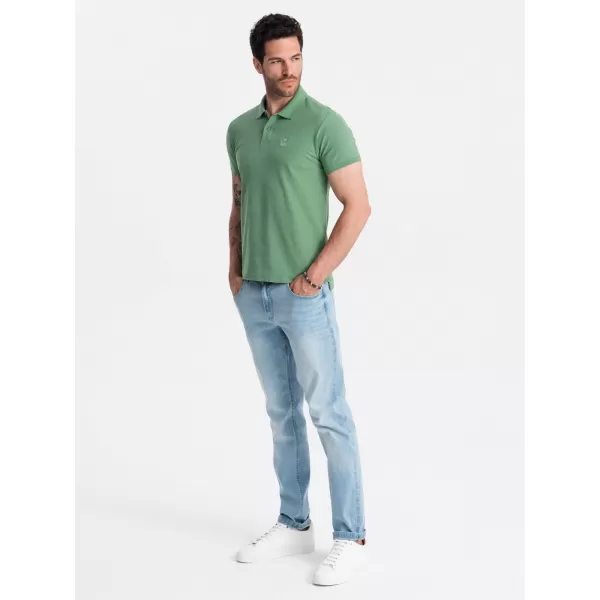  Moška T -majica z ovratnikom OMBRE OM-POBS-0100 ZELENO 