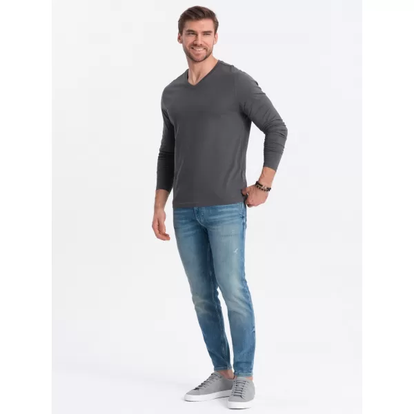  Moška T -majica z dolgim ​​rokavom OMBRE OM-LSBL-0108 GRAFIT 