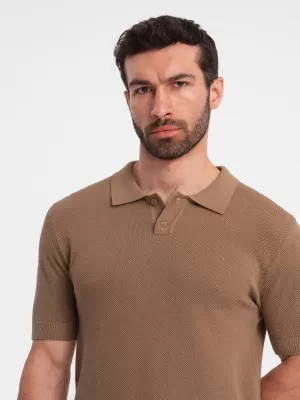 Moška T -majica z ovratnikom OMBRE OM-POSS-0117 SVETLO RJAVA