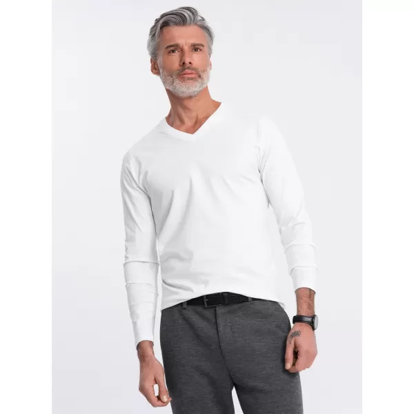  Moška T -majica z dolgim ​​rokavom OMBRE OM-LSBL-0108 BELA 