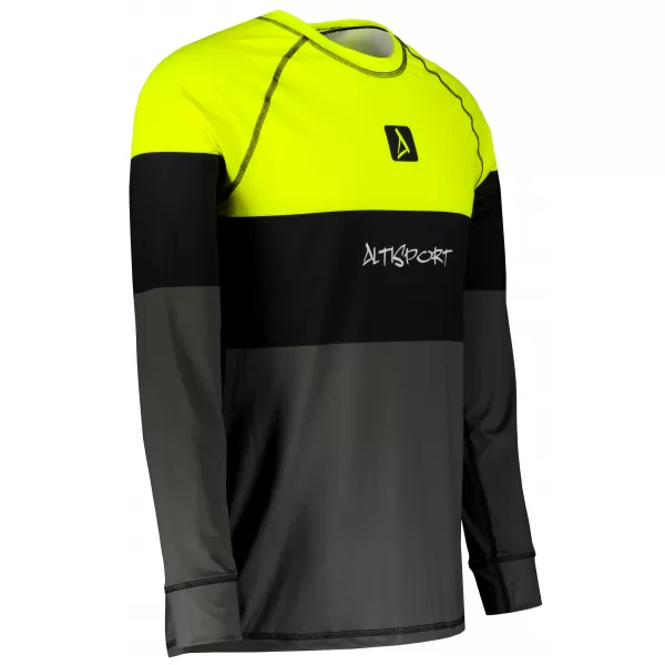  Moška premium termo majica z dolgimi rokavi ALTISPORT VOJ/ALM051TER01 NEON RUMENA/SIVA 