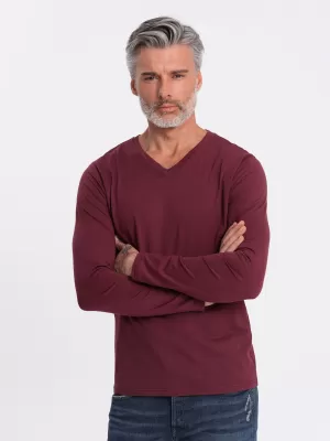 Moška T -majica z dolgim ​​rokavom OMBRE OM-LSBL-0108 MAROON